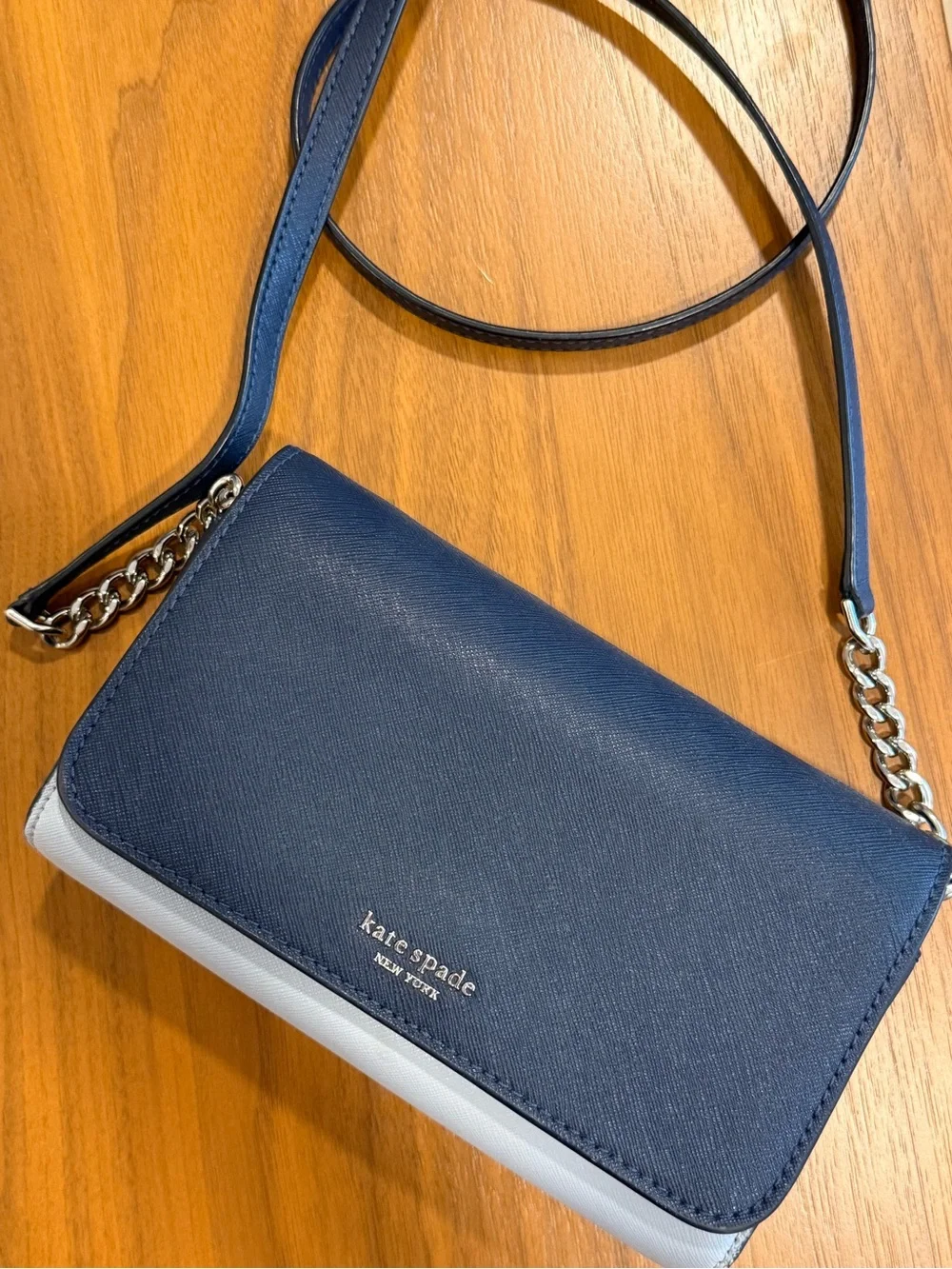 kate spade Navy and White Saffiano Crossbody Bag